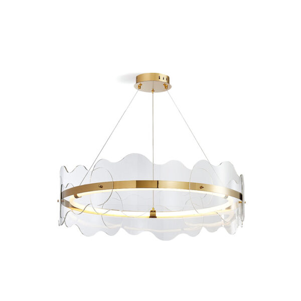 Serafina Crystal Wave Pendant Light with Sculpted Brass Frame