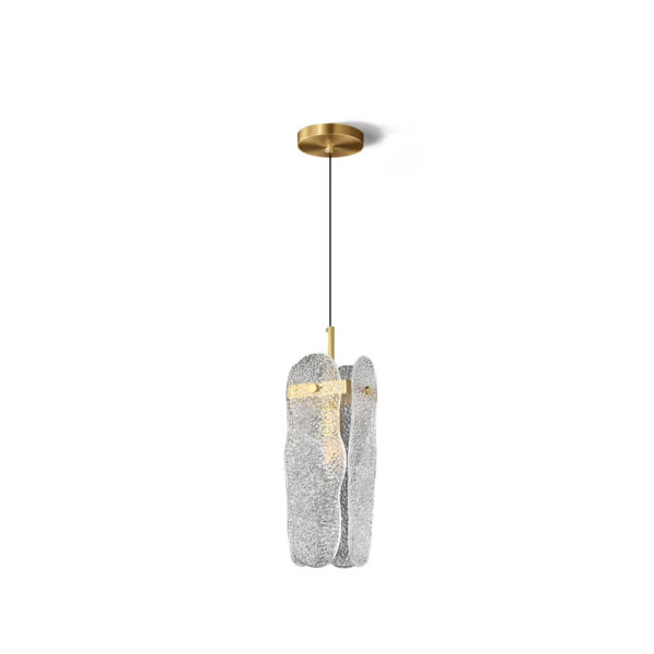 Auretta Hand-Blown Glass Pendant Light with Brushed Brass Accents
