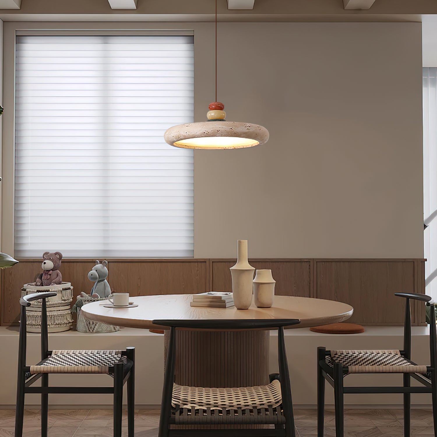 Lunaria Linear Pendant Light with Brushed Brass Frame - Image 3