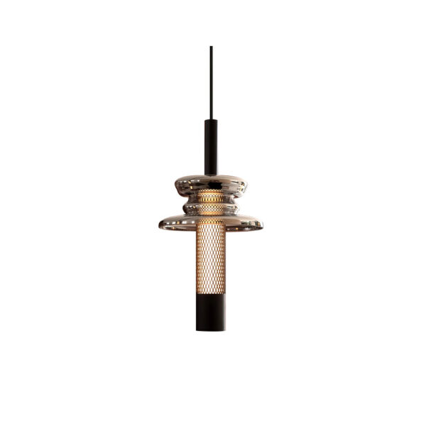Bellagio Floating Opaline Glass Pendant Light with Brushed Brass Accents