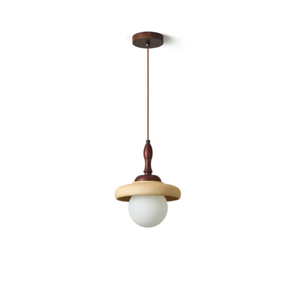 Lunaria Brushed Brass Pendant Light with Opaline Glass Shade