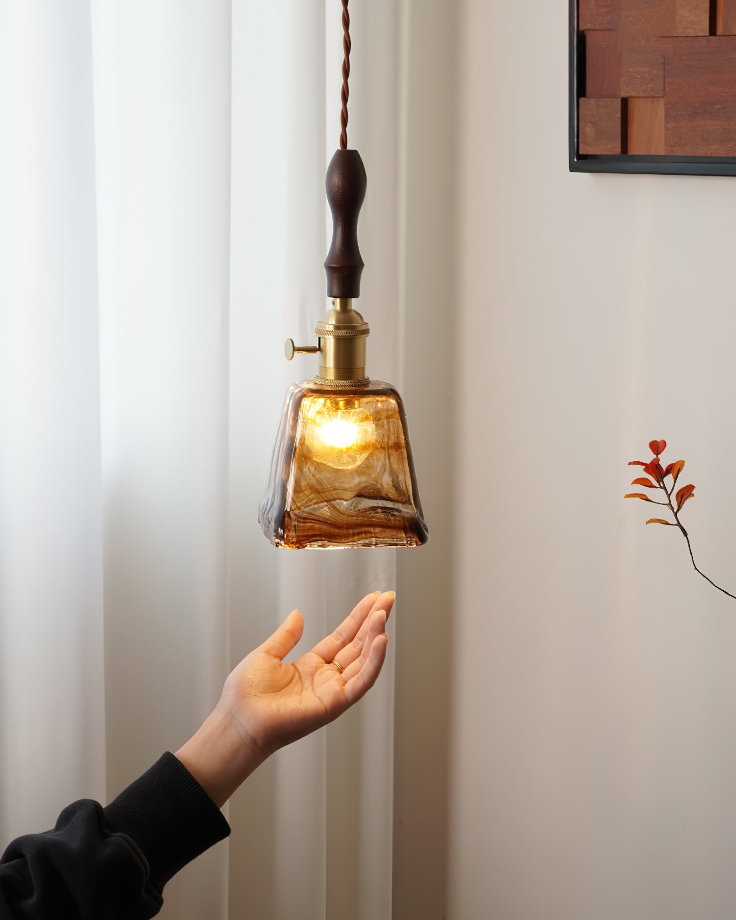 Radiance Crystal Pendant Light with Brushed Brass Accents - Image 3