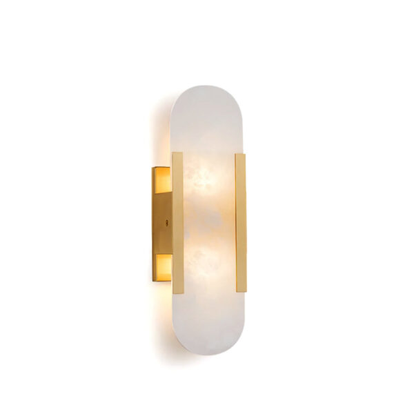 Montara Geometric Alabaster Wall Sconce with Brushed Brass Accents