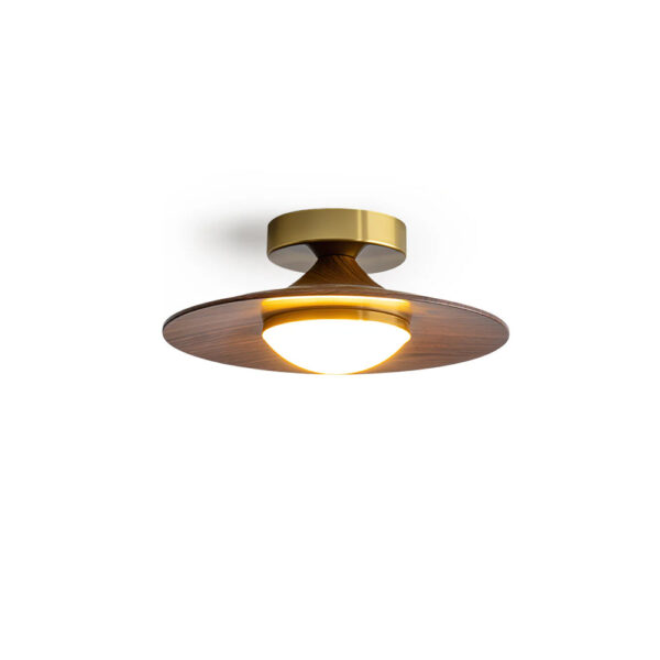Lunaria Brushed Brass Nordic Ceiling Light with Opaline Shade