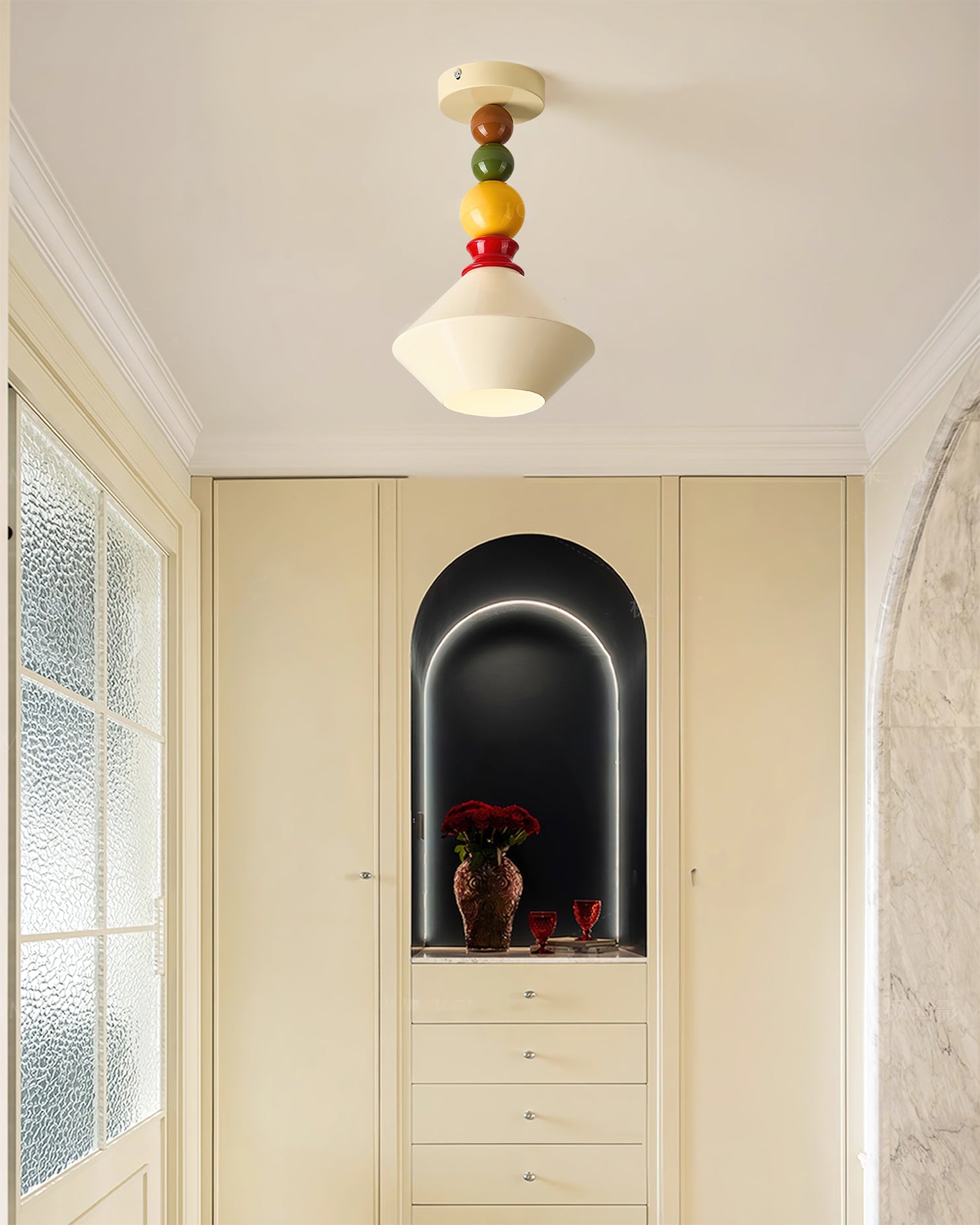 Portofino Sculptural LED Ceiling Light with Brushed Brass Frame - Image 6