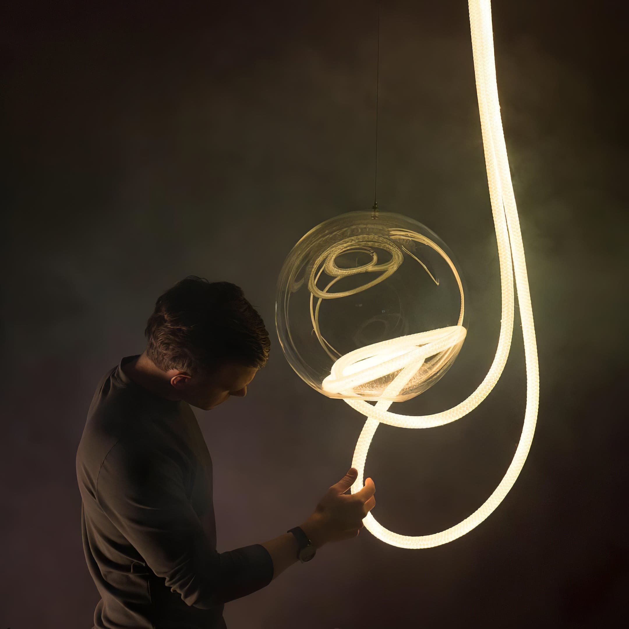 Lorenza Adjustable LED Pendant Light with Brushed Brass Arms - Image 70