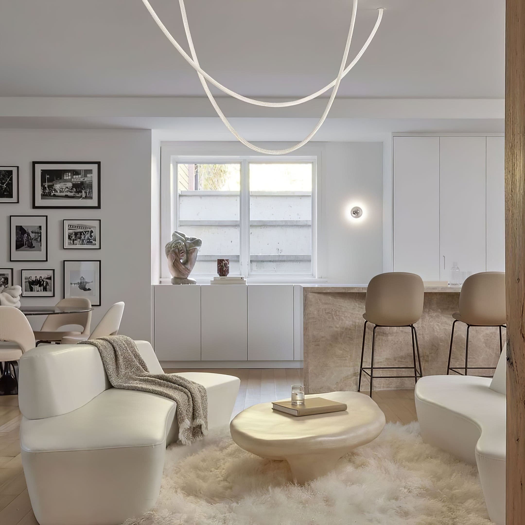 Lorenza Adjustable LED Pendant Light with Brushed Brass Arms - Image 66
