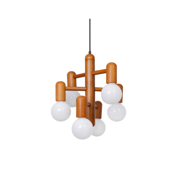Belluna Artisanal Wood Pendant Light with Brushed Brass Accents